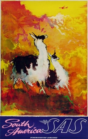 Scandinavian Airlines South America by SAS original advertising poster